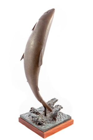 Leaping Salmon Bronze Sculpture by Mark Bennett
