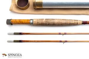 HL Leonard Hunt Model 40-5 Bamboo Fly Rod 8' 2/2 #5 - grip and reel seat close-up