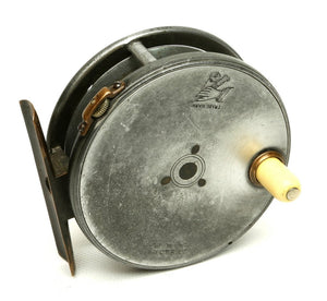 Hardy Perfect 3 3/8" fly reel - rod in hand logo