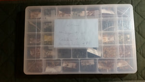Plano fly box with collection of flies (dry flies)
