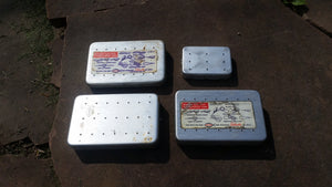 Lot of 4 Perrine fly boxes full of flies (dries, streamers, nymphs, etc.)