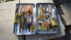 Fly-Safe -- Vintage metal fly box with flies