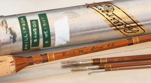 Phillipson Peerless Bamboo Rod 8' 3/2 5wt - maker signature and rod markings
