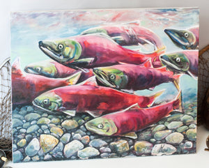 Annie Margarita Oil Painting - "Salmon Run"