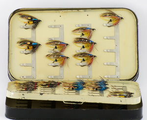 Hardy Bros. Japanned Fly Box with Salmon Flies