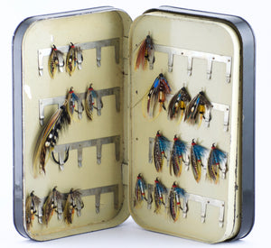 Hardy Bros. Japanned Fly Box with Salmon Flies
