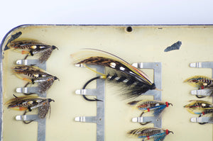 Hardy Bros. Japanned Fly Box with Salmon Flies
