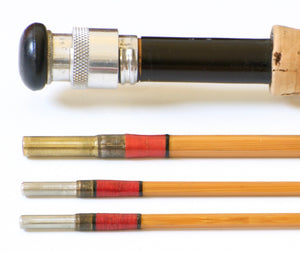 Hardy Hollokona Salmon De-luxe 3/2 8'6' - #4 Bamboo Fly Rod - rod sections with wrapping