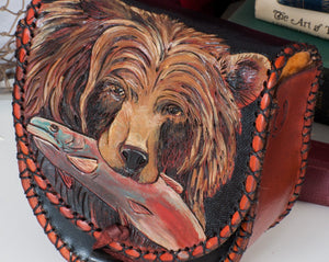 Annie Margarita Leather Reel Case - "Grizzly"