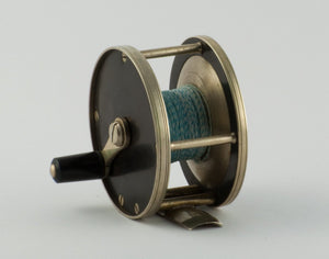 Julius Vom Hofe - early German silver / hard rubber fly reel - Size 3