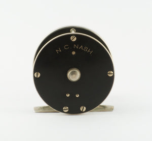 Julius Vom Hofe - early German silver / hard rubber fly reel - Size 3