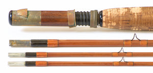 Heddon #50 Deluxe President 8'6" - 5wt 3/2 Bamboo Fly Rod - rod sections with guides and wraps