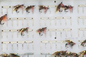 Japanned Salmon Fly Reservoir - stuffed with fine salmon flies