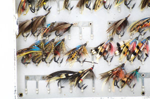 Japanned Salmon Fly Reservoir - stuffed with fine salmon flies