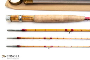 HL Leonard Model 50-5 Bamboo Fly Rod 8' 3/2 #5 - grip and reel seat close-up