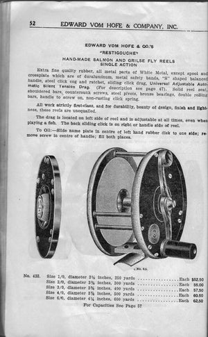 Edward Vom Hofe Model 423 Restigouche 2/0 Fly Reel