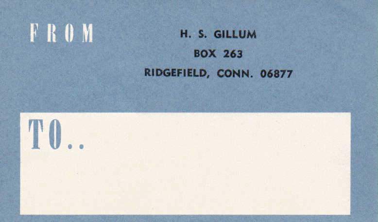Gillum, H.S. (Pinky) Ephemera - mailing label