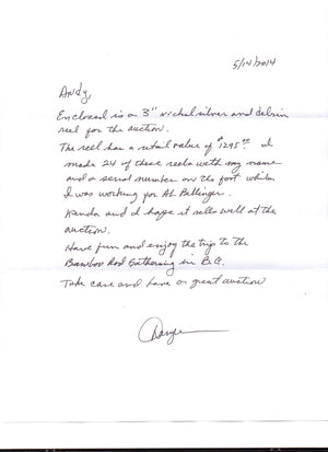 Bellinger-Whitehead 3" Nickel Silver Fly Reel