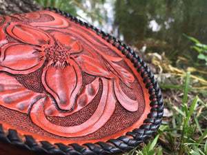 Annie Margarita Leather Reel Case - "Western Rose"