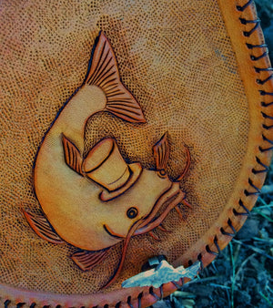 Annie Margarita Leather Reel Case - "One Fish, Two Fish, Red Fish, Blue Fish"