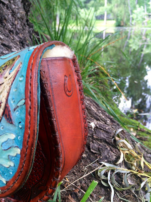 Annie Margarita Leather Reel Case - "Rockin' Rainbows"