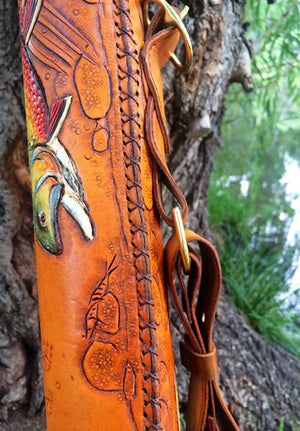 Annie Margarita Leather Backpack-Style Rod & Reel Case - "California Streamin"