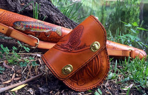 Annie Margarita Leather Backpack-Style Rod & Reel Case - "California Streamin"