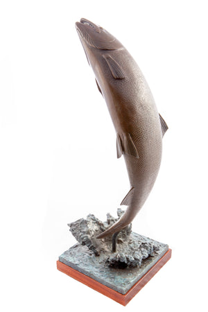 Leaping Salmon Bronze Sculpture by Mark Bennett