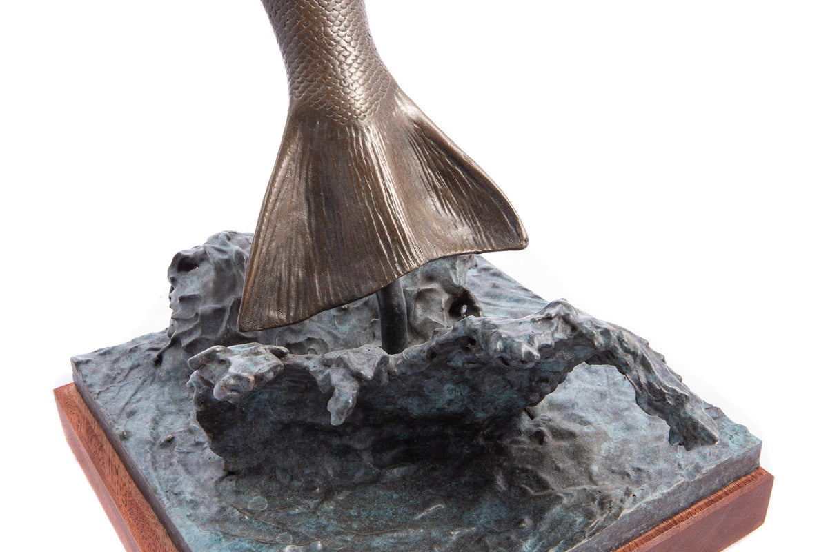 Leaping Salmon Bronze Sculpture by Mark Bennett