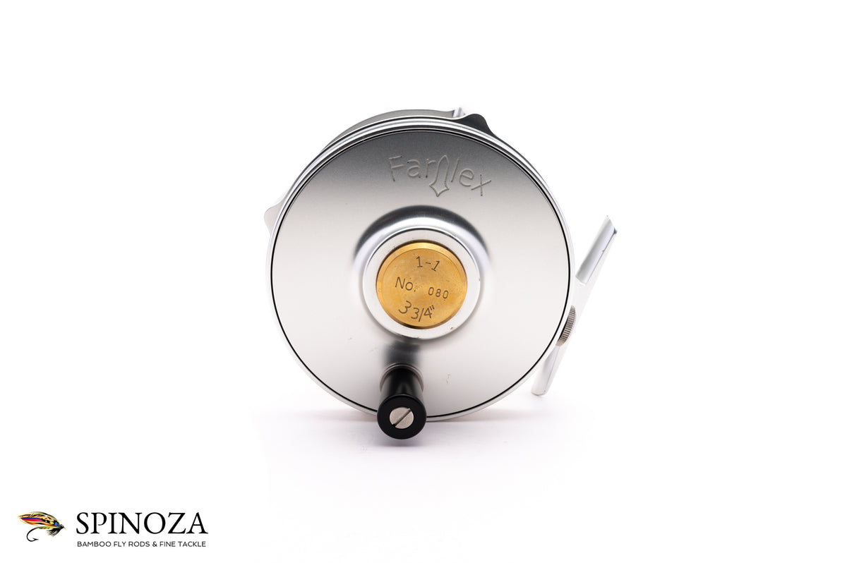 Farlex Platewind Fly Reel 1-1 DD 3 3/4" - handle and drag system,drag knob detail,handle mechanism