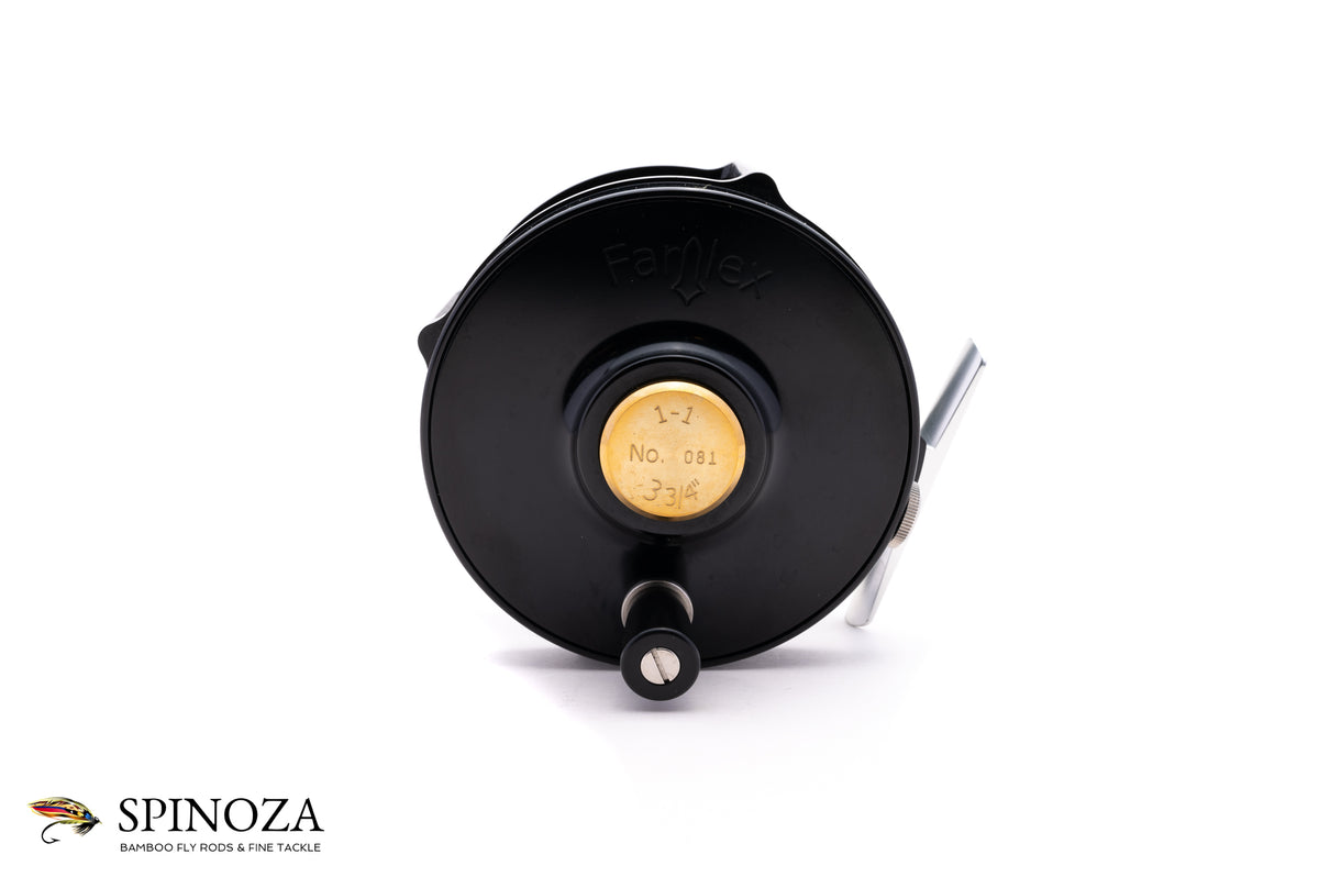 Farlex Platewind Fly Reel 1-1 DD 3 3/4" - handle and drag system,drag knob detail,handle mechanism