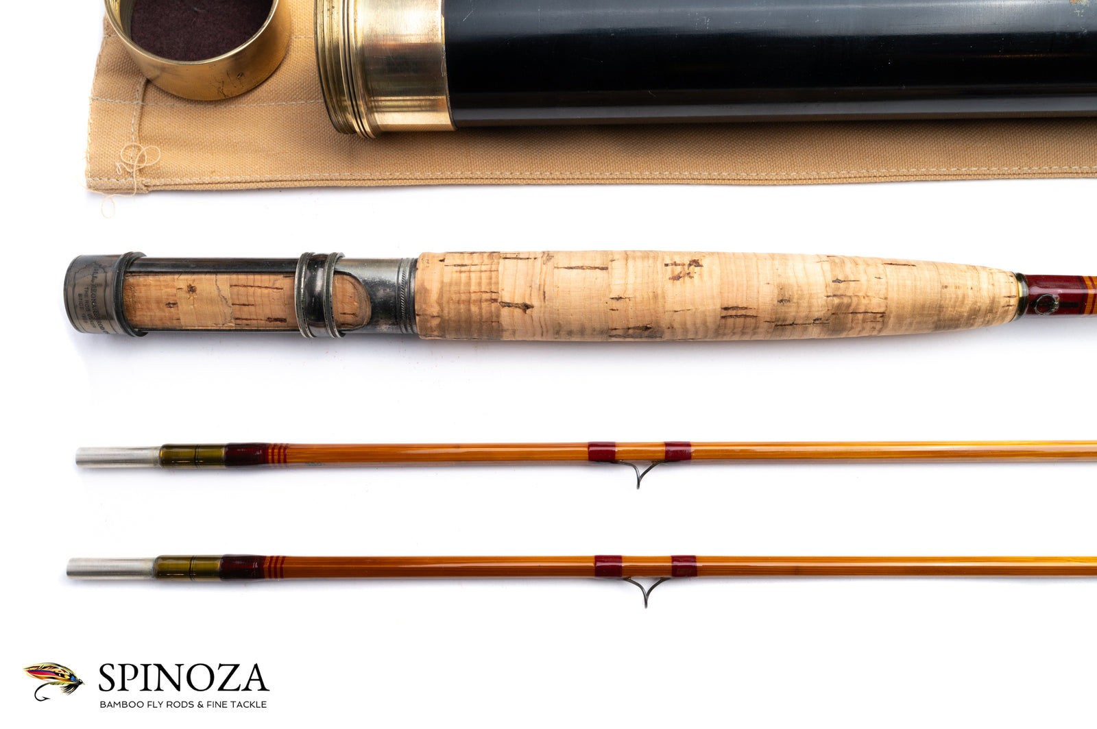 Maxwell Leonard Hunt 39-5 Bamboo Fly Rod 7'6" 2/2 #5 - grip and reel seat close-up