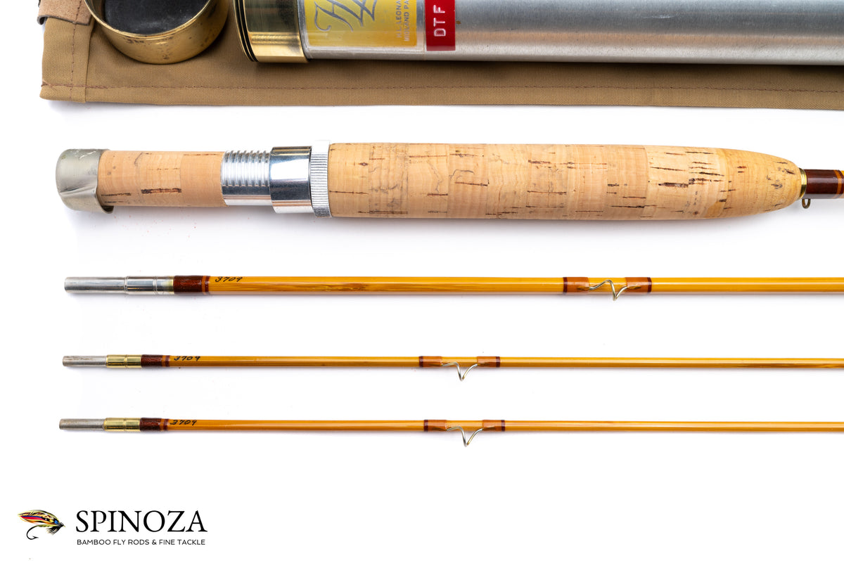 HL Leonard Model 50L Bamboo Fly Rod 8' 3/2 #4/5 - grip and reel seat close-up