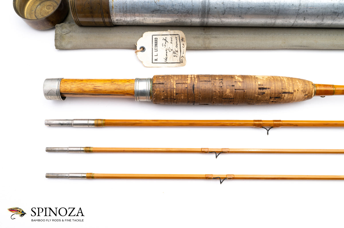 HL Leonard Model 50 Tournament Bamboo Fly Rod 8' 3/2 #6 - grip and reel seat close-up