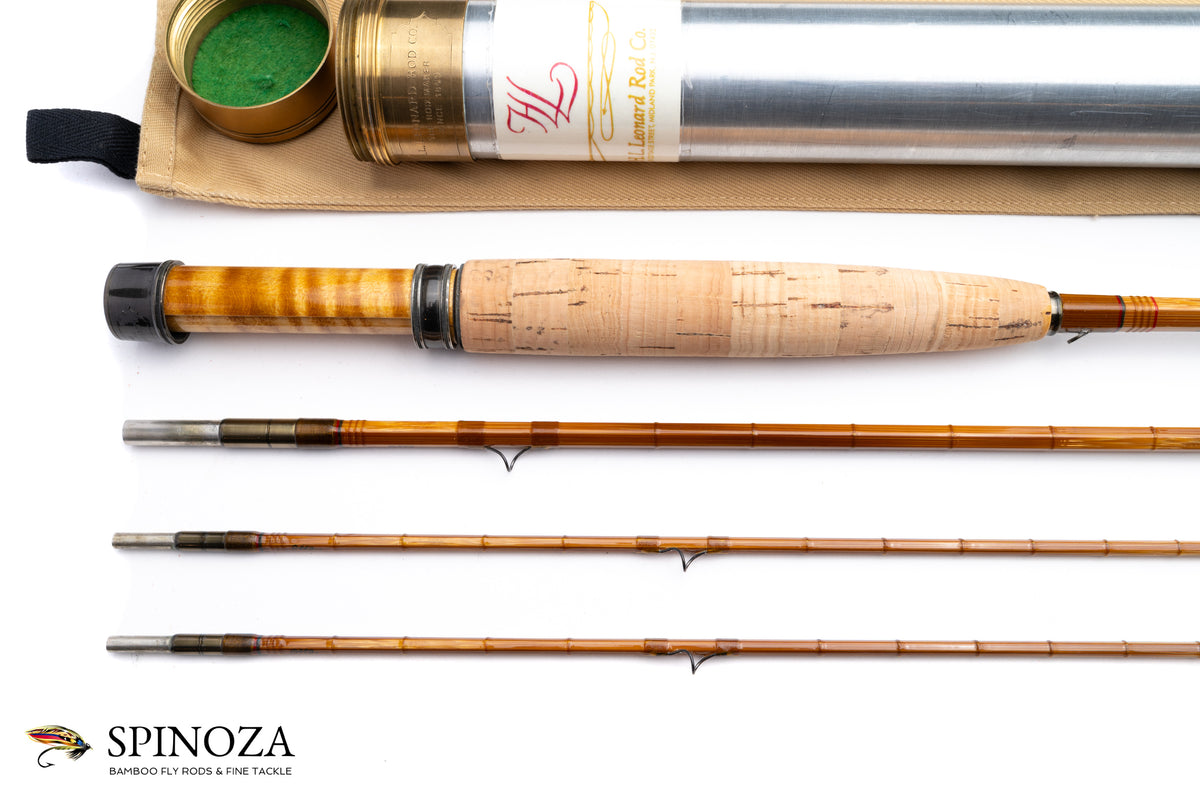 HL Leonard Hunt Special 49-5 Bamboo Fly Rod 7'6" 3/2 #5 - grip and reel seat close-up
