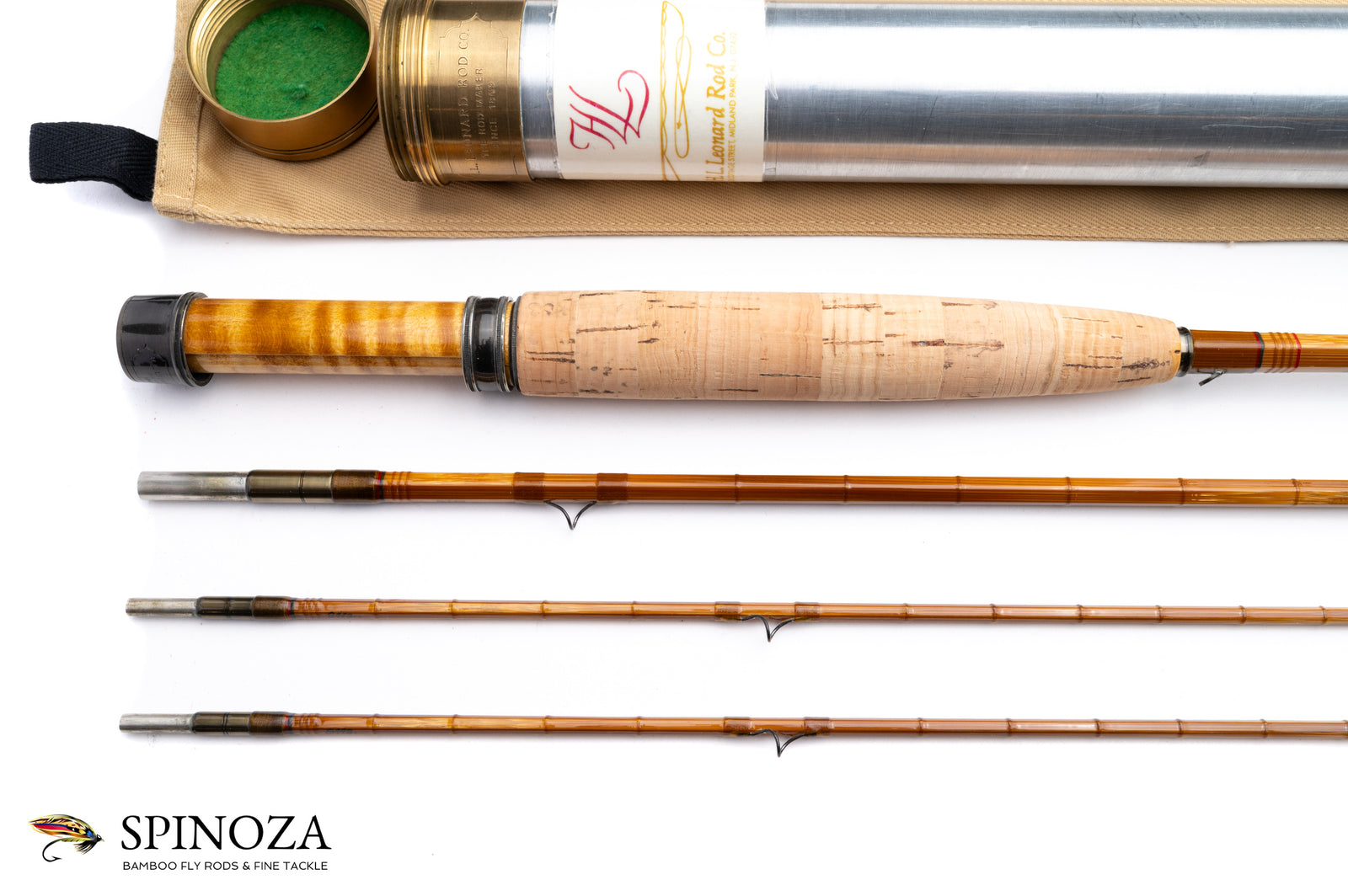 HL Leonard Hunt Special 49-5 Bamboo Fly Rod 7'6" 3/2 #5 - grip and reel seat close-up