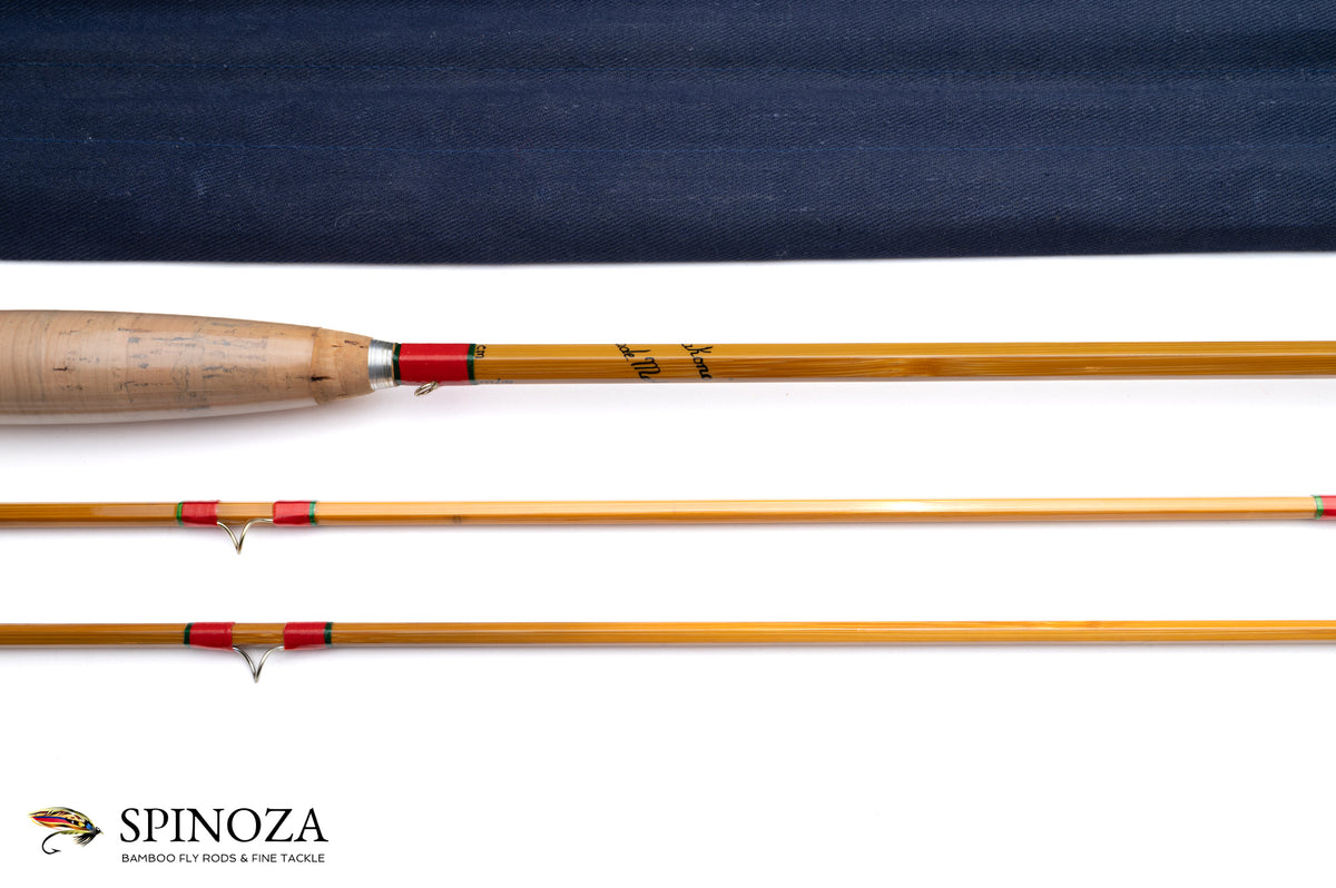 Hardy Palakona Bamboo Fly Rod 7'6" 2/2 #6 - maker's signature and wrapping