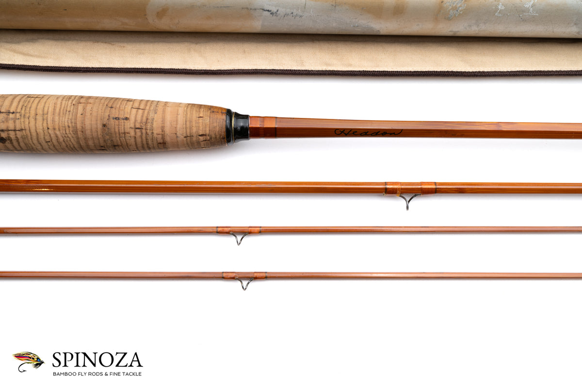 Heddon President Deluxe Bamboo Fly Rod 8'6" 3/2 #5/6 - maker signature and rod markings