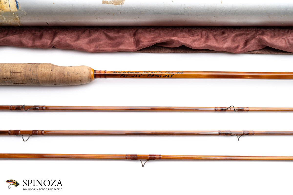 Paul Young Driggs River Special Bamboo Fly Rod 7'2" 2/3 #5 - maker signature and rod markings