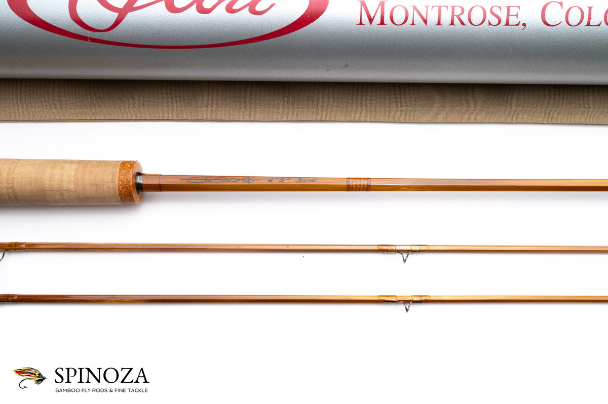 Scott Bamboo Fly Rod 6'5" 2/2 #3 - maker signature and rod markings