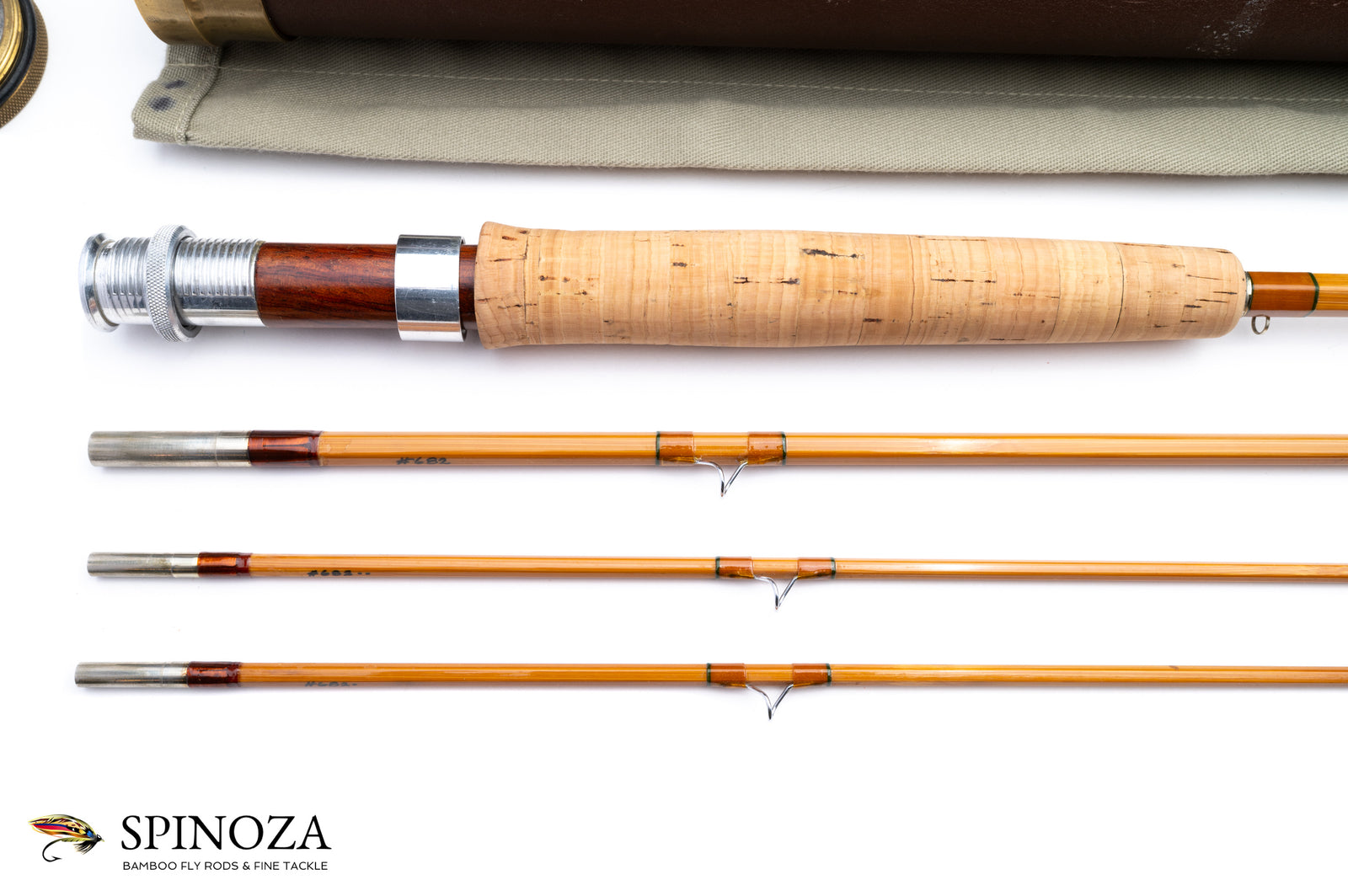 Ted Simroe Bamboo Fly Rod 8' 3/2 #6/7 - handle grip and reel seat detail