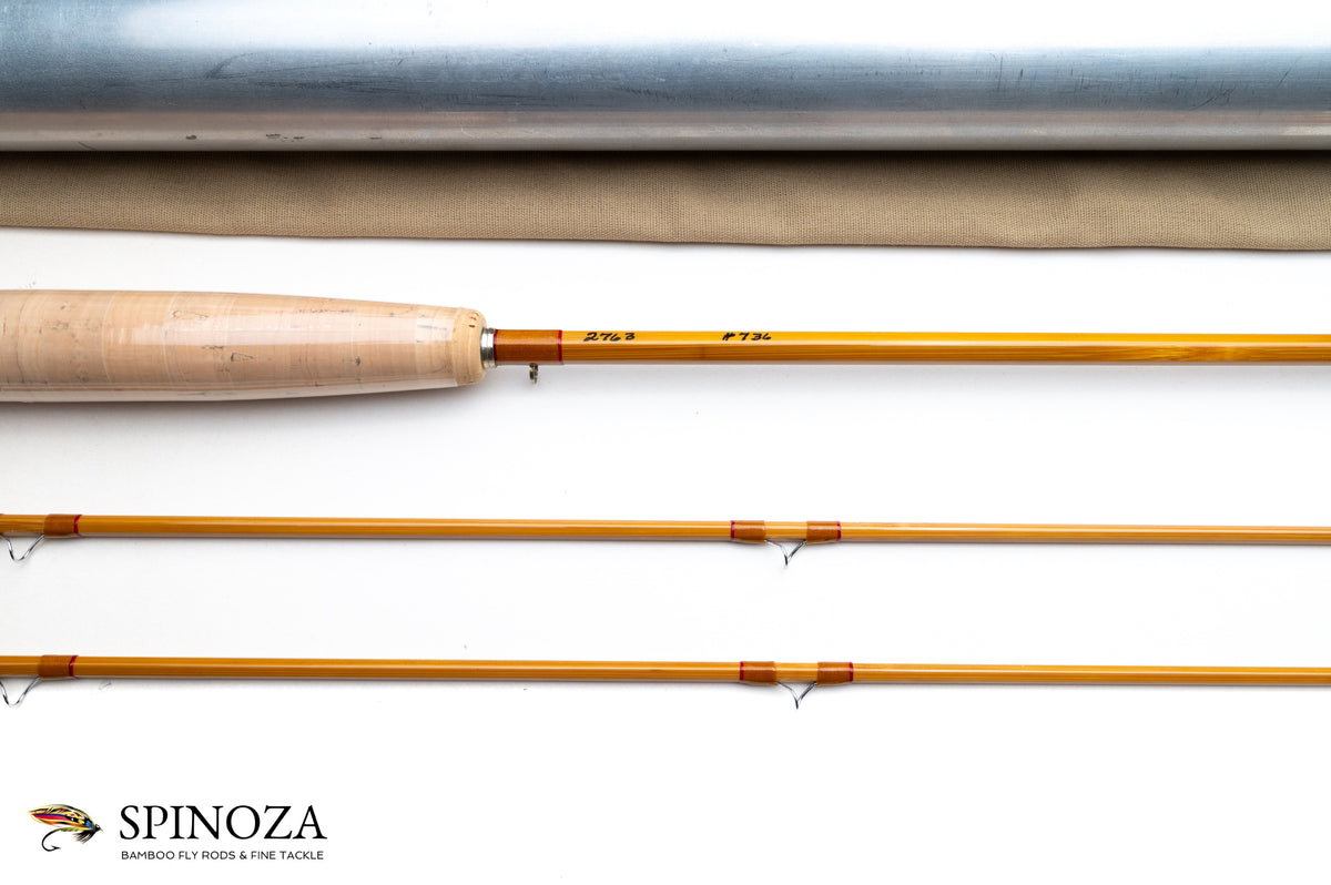 Ted Simroe Bamboo Fly Rod 7'6" 2/2 #3 - maker signature and rod markings