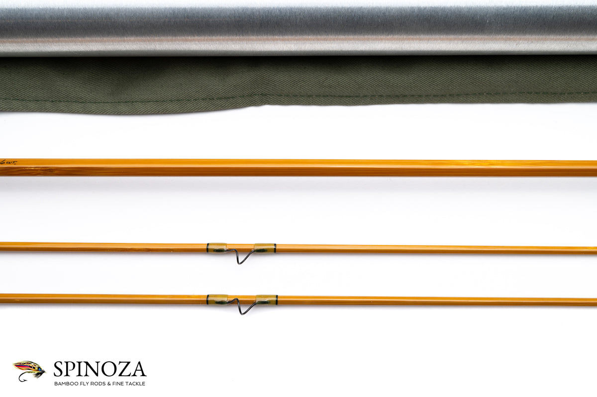 Ted Simroe Bamboo Fly Rod 8' 2/2 #6 - rod sections with guides and wraps