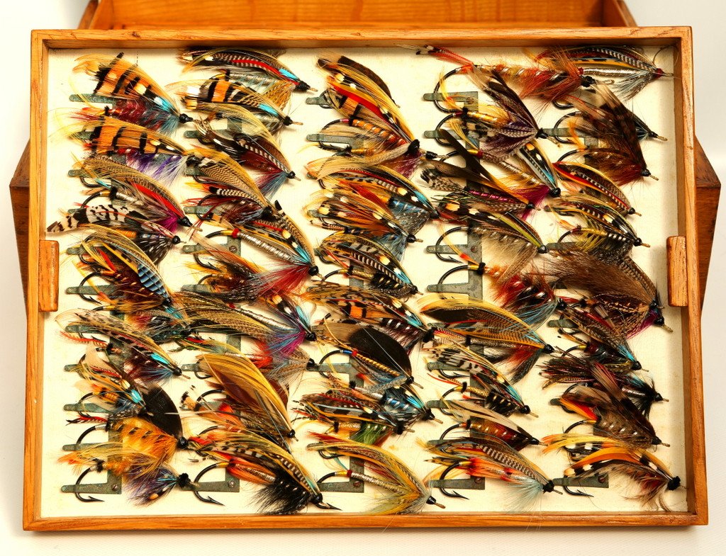 Farlow's Polished Oak Salmon Fly Box 