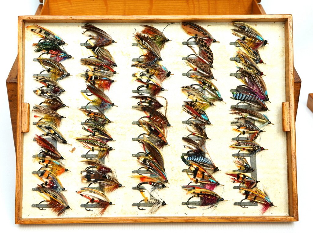 Farlow's Polished Oak Salmon Fly Box 