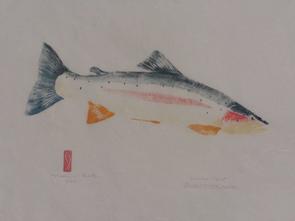 Mark Smith Fish Art - "Rainbow Trout" Original Gyotaku 
