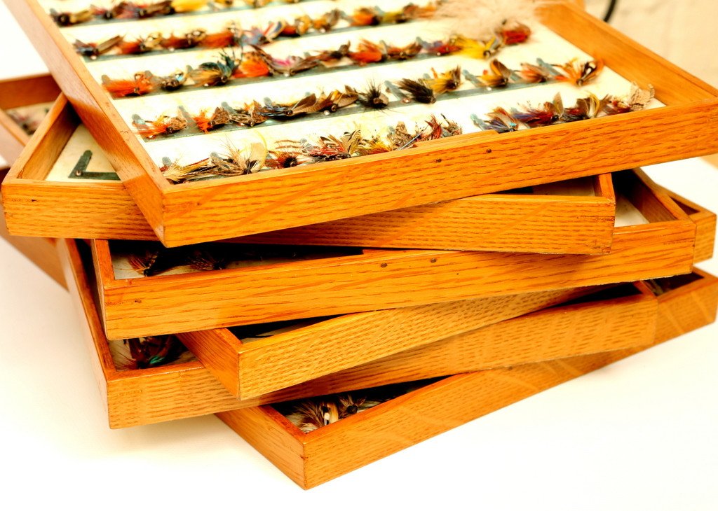Farlow's Polished Oak Salmon Fly Box 