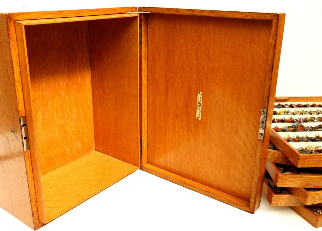 Farlow's Polished Oak Salmon Fly Box 