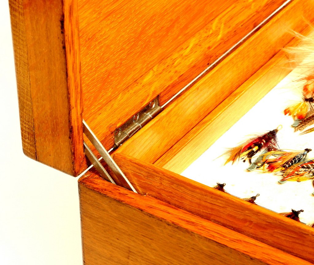 Farlow's Polished Oak Salmon Fly Box 