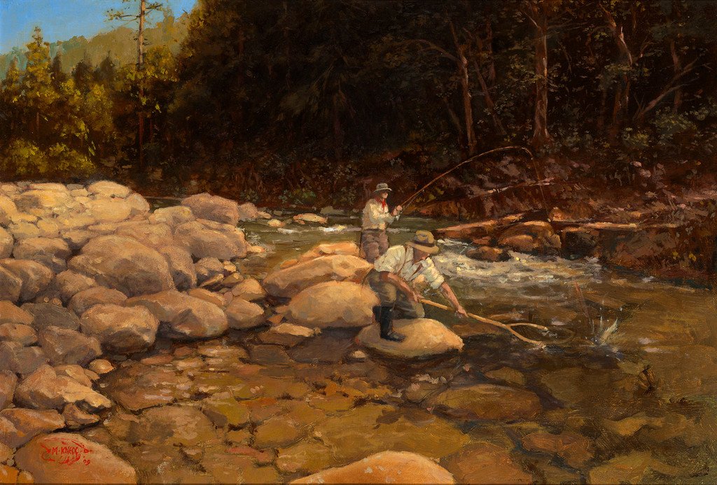 Michael Knepp Angling Art - One Trout Netted 
